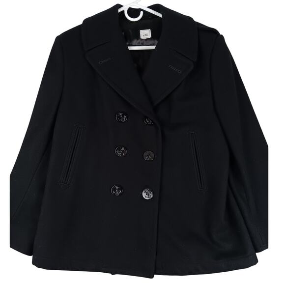 Navy Issue Pea Coat Womens 16 Short Dark Navy Wool Cropped Short Double Breasted - Picture 1 of 13